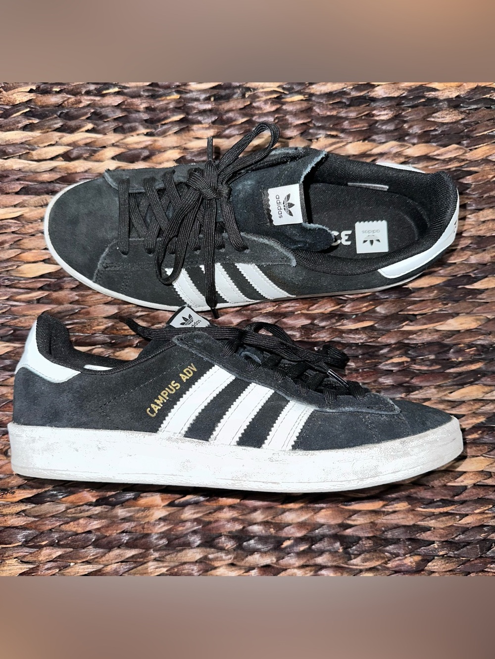 adidas Campus ADV Men’s Black & White Suede Sneakers size 7